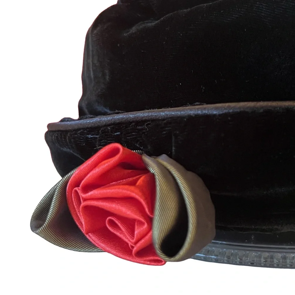 Vintage Style Girls Velvet Hat with Rosette Accent